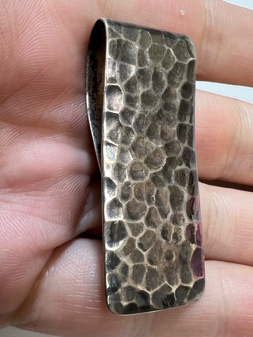 Hammered Sterling Silver Money Clip - Silver Finish